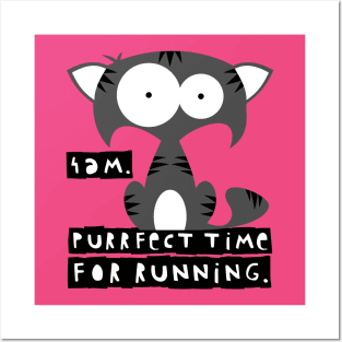 Funny cat meme – 4 AM, perfect time for running. (Grisù) – pink Posters and Art